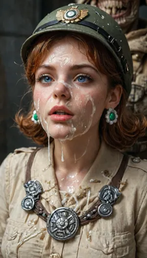 warhammer imperial guard woman, woman is princess daisy, excessive cum on face, hyperthick cum, wearing cadian gear, wearing cadian helmet, in the trenches, being fucked by tyranid abominations, world war two in the grim dark future, she loves it, wearing cadian uniform, wearing cadian breastplate, excessive cum, most of her body is not bare naked, aliens fucking her, monster dick, fucked by monster, monster is alien, <lora:detailed_notrigger:2>, <lora:add-detail-xl:.8>, <lora:LCMTurboMix_Euler_A_fix:.8>, <lora:677862_training_data:.8>