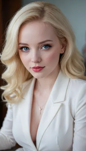 Dove Cameron, Barbie style, seductive daughter, the daughter I dreamed about, fatal horny cheating Barbie e-girl, seductive personal assistant, casual secretary, I am your daughter, young daughter, daughter in my dream, big hanging breasts, young face, busty sorority e-girl 18 y.o., seductive transparent clothes, random secretary outfit, random top, random suit, random blazer, random blouse, random dress, office boss cabinet background, tall, (pale porcelain skin:1.4), (short blond hair), (elegant hairstyle), beautiful eyes, xxx porn adult star e-girl, look at me, sexy lips, smile, big areolas, busty deeper cleavage, pouting lips, alluring yet dangerous, close up viev, dark sapphic glamour, look at my eyes, dramatic lighting., e-girl, ponychar3-RBSYPV3, curvaceous2, long, hair, looking, at, viewer, burgundy, blue, eyes, mole, portrait, freckles, realistic, <lora:256210_training_data:.8>, <lora:1122530_training_data:2>, <lora:ponychar3-0-RBSYPV3:2>, DoveCameronExl
