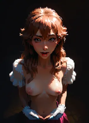 score_9, score_8_up, score_7_up, Princess Peach, A beautiful cartoon-style princess with long flowing blonde hair, white and pale skin, medium natural breasts, tan lines, skinny body, tall, thin waist, wide hips, thigh gap, barefoot, hairy pussy, freckles, brown eyes, perfect makeup, detailed skin texture, embarrassed smile, masterpiece, hyper realistic photo, full hd, 8K, camera shot, photoshoot casting, raw, overexposed, harsh, flash, qos outfit, looking, at, viewer, bird view, bird-view, <lora:dark:.5>, MASTERPIECE, best quality, amazing quality, high res, (incase style), pixelart, incase, style, pixel, art, <lora:pixel_stormXL:.3>, wearing a skimpy pink ball gown with puffed sleeves, white gloves, and a jeweled crown, She has a kind and elegant expression, standing in a bright, whimsical fantasy castle setting inspired by classic Mario games, detailed Nintendo-like style., flashing tits, show boobs, open mouth, shirtsqueeze, tits, <lora:shirtsqueezev2_SDXL:.8>