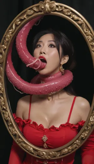 In a luxurious oriental strip club, kotomi an old oriental gilf former pornstar is painfully possessed by utoque, [dark tentacle shapeshifting spirit], but rather than completely destroy her spirit, utoque forms a sexual symbiosis with kotomi, to use her to devour beautiful sexy asian female prostitutes, restoring kotomi's milf form and beauty by assimilating the bodies of each victim for utoque consumes the soul of her victims, wearing alluring slutty outfit, diamond costume jewelleries, steel choker, high heels, sloppy tentacle deepthroat, hardcore tentacle sex, eating cum, super massive boobs expansion, choking mouth full of cum, covered in alot cum, squirting, uncontrollable spasmic orgasm, assimilation, overdosed on cum, orgasmic seizures, eyes rolling, motionless, deadly competition, foaming, unconscious, collapse, murdered, killed, gutted, necrophilia, destroyed pussies, messy, portal, mirror, best quality in 4k