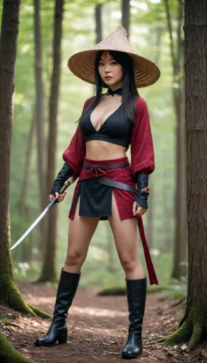 Yeonhwa: the enigmatic samurai - a silhouette of grace and power in the dusky forest
