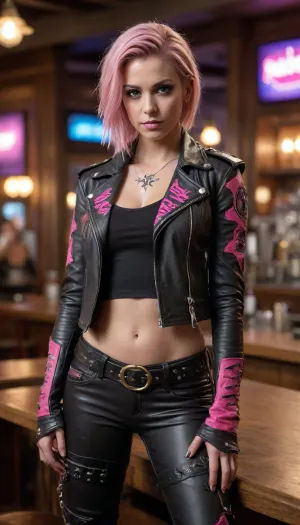A lone bardess under pink lights: a tale of rockstar fervor in a fantasy tavern