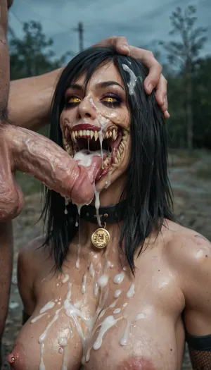 score_9, score_8_up, score_7_up, score_6_up, (Mileena from Mortal Kombat), super huge penis pressed against face, insane detailed face, smeared make up, pretty face, horny, embarrassing, tongue out, drooling, naked, large breast, nipple piercing, collar tag, massive veiny penis, huge veiny testicles, penis cover eyes, hand on womans head, extremely sweaty skin, lipstick mark on penis, cum leak from nose and mouth, excessive cum, cum covered, cum everywhere, cum on hair, cum on face, cum leak from mouth, cum on shoulder, cum on breast, cum on back, cum on ass, spilling cum, extreme cum play, wasteland, night, super long toungue, frog toungue, super long toungue twisted around the dick, super long toungue around the dick, stray pubes on mouth, stray pubes on face