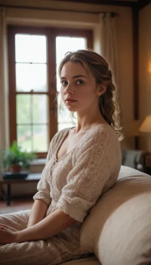 beautiful girl, villa