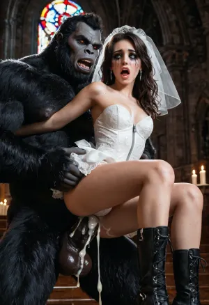Ein gotischer Albtraum: die Begegnung eines russischen Supermodels mit einem Gorilla in einer verlassenen Kirche