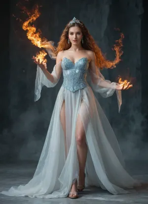 (Princess Teegra from Fire and Ice:1.5), perfect hands, perfect fingers, perfect anatomy, realistic skin, masterpiece, best quality, high resolution, ultra detailed, ((full-body image)), ((extreme distance shot)), (long shot)