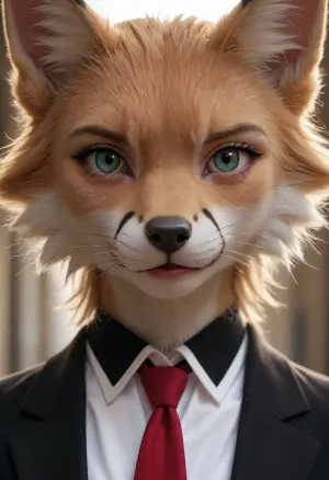 robotic fox anthro, all metal