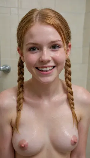 A smile in solitude: a moment of introspection for a young woman under the shower spray