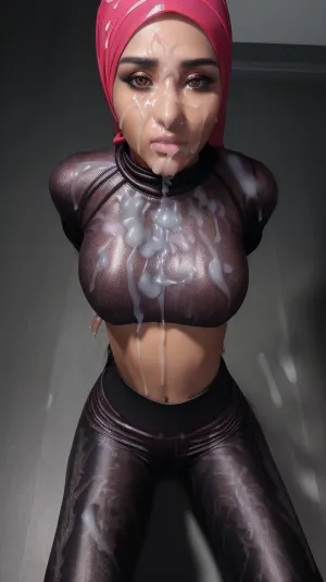 masterpiece, (perfect lighting:1.4), (skinny:1.4), (ultra detailed face:1.4), (ultra high detailed outfit:1.4), 8k, (gym clothes:1.4), clothed, (cum on clothes:1.4), (high resolution:1.4), (20 year old Arab woman:1.4), (hijab:1.4), heavy makeup, (tons of cum:1.4), bukkake, <lora:more_details:.5>, <lora:Lgirl-v6_500steps:1>, <lora:facialized:.5>, <lora:cum_b1:.5>, <lora:bukkake_v0.4:1>