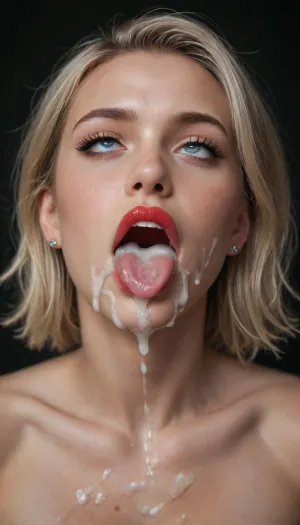 extreme close-up of a wide open mouth with red lipstick, tongue stocking out, white girl with short blonde hair, rolling eyes back, (rolling eyes back:1.4), enjoying, orgasmic, lustful, licking a BBC 20 huge black BBC dick resting on tongue, cum bursting out of dick, tongue sticking out, oral cumshot, exploding cumshot, projectile cum, huge cum explosion, cum everywhere, cum on tongue, cum on lips, cum on face, black background, neon lighting