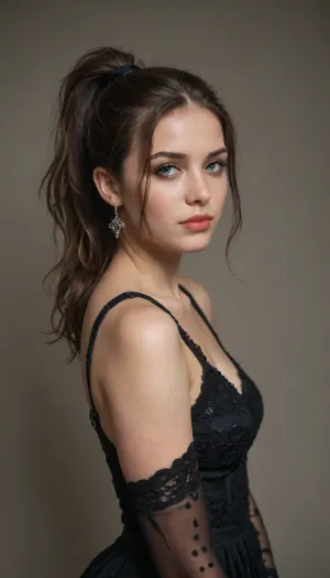 Full figure, 8k uhd, high quality, high resolution, all of focus, ultra-detailed, professional photography, photorealism, realistic, sharp line, beautiful sexy fit dark goth girl, beautiful face, long hair, ponytail, dark blonde hair seductive face, makeup, mascara, wearing a 50s style classy dress, circle, dress, <lora:8fcf1204-8988-4a6b-81d6-6595f4184458.TA_trained:.7>