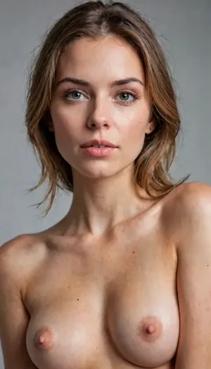 *Ultra-realistische, hochauflösende Ganzkörper-Fotografie einer etwa 25-jährigen, attraktiven Influencerin mit natürlicher, leicht gebräunter Haut. Sie steht nackt in einem minimalistischen, hellen Raum, dessen Wände und Boden in neutralen Beigetönen gehalten sind. Die Umgebung ist sehr schlicht und ästhetisch, ohne sichtbare Möbel außer einem dezent im Hintergrund erkennbaren, modernen Holzstuhl mit abgerundeten Kanten, auf dem ein fein gefaltetes, beiges Leinentuch liegt. Das Licht ist weich und diffus, dringt wie durch ein großes, mattiertes Fenster ein und umspielt sanft ihre Körperkonturen.

Ihr Körper wirkt ausgewogen, gepflegt und natürlich, ohne übertriebene Inszenierung. Die Pose ist selbstbewusst, aber nicht anzüglich, Sie steht locker mit leicht versetzten Füßen, die Arme entspannt an den Seiten, der Kopf leicht geneigt, ein ruhiger, direkter Blick in die Kamera. Ihr Gesicht trägt ein dezentes, nahezu ungeschminktes Make-up, das ihre natürliche Schönheit unterstreicht. Die Haare – mittellang, haselnussbraun und leicht gewellt – fallen sanft über ihre Schultern.

Die Betonung liegt auf Natürlichkeit, Eleganz und einer zeitgemäßen, künstlerischen Ästhetik. Kein übermäßiges Glätten, keine künstlichen oder unnatürlichen Effekte, kein „KI-Look“. Alles soll wirken, als wäre es eine echte, professionell aufgenommene Fotografie in einem hochwertigen, künstlerischen Editorial-Stil, geeignet für exklusive OnlyFans-Content-Galerien, ohne dabei vulgär oder explizit pornografisch zu sein.*