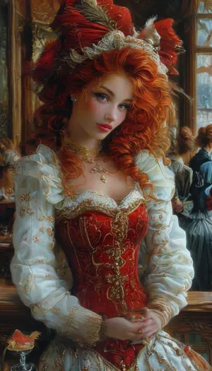 masterpiece, best quality, dark background, 1girl, solo, looking at viewer, long hair, ponytail, orange hair, very long hair, brown hair, magical girl, (style Michael Cheval:1.5), leather, halter, ball, gown, knee, length, short, elbow, gloves, full, body, shot, <lora:tbh129-sdxl:1.2>, <lora:Samaritan 3d Cartoon SDXL:.1>, <lora:abstract_k_XL:.5>