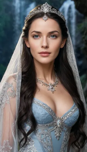 Luce di luna d'argento: un ritratto ultra realistico della principessa elven arwen undómiel in rivendell