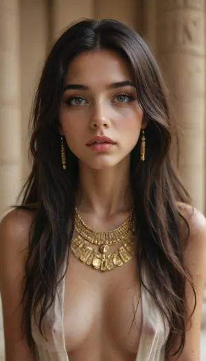 portrait mode, (very teen girl:1.7), young cute girl, ((slender body)), 18 years old gorgeous female, (((eye contact))), (slutty pharaoh outfit), wet body, (hanging gold nipple jewelry), but, (shock), (long hair:1.3), <lora:BUT_SDXL_SHS:.6>, <lora:add-detail-xl:1>, <lora:DetailedEyes_V3:.5>, <lora:detailed_hands-000002:.5>, saturated, colors, <lora:saturated_colors:.5>