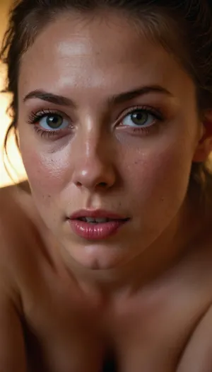masterpiece, best quality, highly detailed, score_9, score_8_up, score_7_up, score_6_up, source_cartoon, (incase style:.6), BREAK, 1girl, close-up, bedroom, dim lighting, girl pinching nipples, large natural breasts, slightly exposed, wet skin, flushed cheeks, messy hair, sensual expression, biting lip, detailed textures, raw emotion, explicit focus, no eye contact, erotic tension, intimate atmosphere. BREAK, dynamic light, warm_light, vibrant colors warm_colors, soft focus, high contrast, textured surfaces, depth of field, golden hour lighting, dramatic shadows, rich details, nature-inspired color palette, playful composition., dynamic angle, background, ((submissive)), ((lovely)), (((in very sexual erotic pose))), wild short sport ponytail, full body, ((very much want have sex)), ((high detailed pores on skin)), well-build body, medium tits, small lips, lots of freckles face and skin, blush on the checks and nose, (raised nasal tip, upturned button nose, upturned nose, delicate nose, nose), hypnotized loving grey eyes, brown wild wet hair with sidelocks, very sexy smile