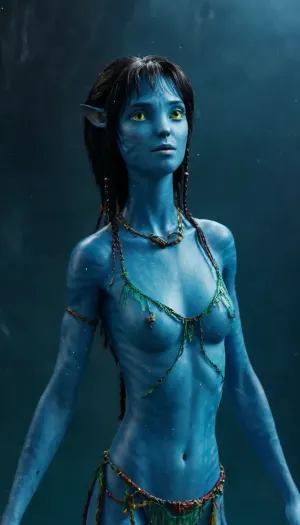 (without clothes, bare nipples, bare pussy, wow effect, stunning beauty and youth, silicone-plastic skin, cute pretty face, tender, naive, sweet, virginal, beauty, fragile feminine, unusual, fantastic, naked athletic beautiful young body, cybernetic-synthetic ultra-bio-organism, scientific fiction, space, long interstellar flight, space ark, cyber arena for battles competitions, Cyber digital Cube, cyber digital cube and one digital cyber girl in blue-green luminescent transparent glowing, her body, (((she is a young blue avatar recombinant organism, (((Kiri))), from the movie Avatar 2 "The Way of Water"))), 3D effect, presence effect, ultra detail, there is no continuous coverage, only contours and translucency, space futuristic overall style and background, inside the digital processor, in the matrix, inside the digital program, graphic dream, cryocapsule, cryosleep, science fiction plot, action movie, (Beautiful, round face, standing, naked, clear transparent), interior light, side view, looking away, looking at something out of shot, arms up, submissive, pose, Erotic, Detailed beautiful face, light and darkness), Kiri, <lora:Kiri_from_Avatar_The_Way_of_Water-000004:.8>