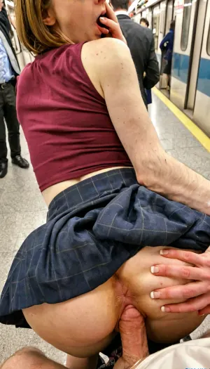 Groped, office lady, crowded subway, skirt pulled up, fingered, panties to the side, lifted skirt, one hand groping ass, groped from behind, hand over mouth, multiple perspectives, POV, chikan, one hand fingering pussy
