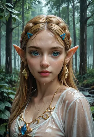 霧の孤独: 姫 zelda の雨の日の反射