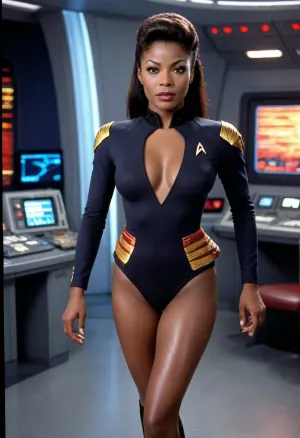 1990s Star Trek the next generation, sexy ebony Star Fleet officer, sexy legs