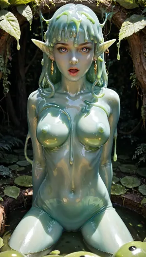 horny submissive elf princess stuck in slime, horny slime monstersn slime sex, raw, lighting, overexposed, harsh, flash, <lora:Rawfully Stylish v0.2_epoch_20:.5>, suspend by slime, slime monster sex, slime tentacles, tentacle sex, monster sex, <lora:xl_more_art-full_v1:.5>, slime monster man