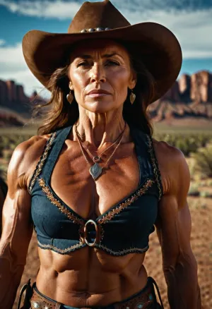 Old West cowboy A beautiful muscle mommy