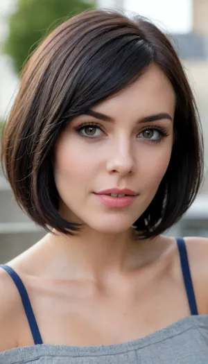 (Extremely insanely highest quality and resolution:1.5), (full body in frame:1.6), (Professional modelling photo:1.3), of, ((astonishing endearing:1.5)), ((pretty girl next door relaxing:1.5)), (extremely detailed face and eyes:1.3), light makeup, (35 years-old), Dutch, (raven hair:1.5), (cute:1.33), (slim:1.33), (french bob haircut:1.5), (very messy french bob haircut:1.5), (extremely detailed hair:1.33), (very beautiful extremely detailed stylish feminine chic designer clothing:1.5), (accessories:1.25), (happy look), (extremely detailed detailed outdoor:1.3), (extremely high resolution:1.3), (perfect focus:1.33), (perfect contrast:1.3), (perfect composition:1.3), (extremely detailed lighting and shadows:1.3), (insanely, (sharp details)), gigapixel, (hyperrealism:1.3), photorealistic, (masterpiece:1.2), (8k:1.3), (extremely high detailed:1.3), (photorealistic:1.5), ((extremely high quality)), (intricate details), highly realistic, detailed skin, artistically color tones, ((bokeh)), (smooth shadows)