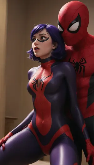 violet incredible and Miraculous ladybug having 3 some with Venom-Spiderman, Violet taking entire venom monster veiny throbbing cock, squirting everywhere, see cock bulge in stomach, both standing venom Spiderman beind violet at an angle and fucks her tight pussy, miraculous Ladybug with full suit and Mask getting hammerfucked by venom spider mans massive veiny cock, cumming, venom giant cock outline bulging through Ladybugs stomach, monster cock seen inside stomach of miraculous ladybug, camera close low front angle facing us view, violet incredible bent over standing up, small tits showing, venom-spidermen monster veiny cock cumming in violets stomach, one venom spidermen cock fucking Violet Incredible deep inside