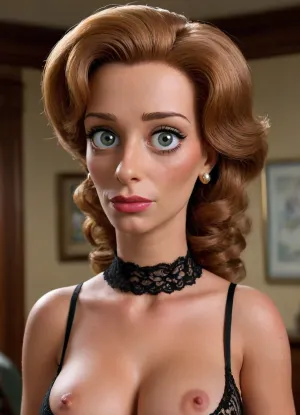 The simpsons by Fox caricature /in"the Simpsons"toons series, ((erótica exitada maude Flanders only erótica sensualistic sexy astudents)), sexy coket young lencería black lace, school of Springfield, Beauty face, matt groning studios by, duff mark publicite