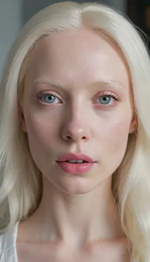 ((uhd), cinematic masterpiece, luxurious details, ultra-detail, noise-free, photorealism), full body, (bolumetric light), 1.3, the unique beauty of the albino woman, (angelic face, perfect face), (albino:1.5), with, (very white eyebrows), 1.5, and, (very white eyelashes:1.5), with her hair, (very white:1.5), (released to the wind), 1.2, (angelic face), 1.4, ((the unique albino beauty of 20 years)), deep depth of field, luxurious colors 8k albino tiger by her side la belleza unica