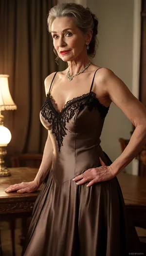 Exclusive, billionaire, luxury, reflective lighting, beautiful, seductive, lustful, very busty, stunning hungarian Mature grandma, breast grabbing, (gilf), (old), (slim), very simple luxury dress, (minimalist ballgown:1.3), model, hairless pussy, lustful posing, romantic expression, cunnilingus, no Lipstick, red nails, strong glossy party makeup, very long dark brown straight ponytail hair, (Mature:1.9), black lace stockings, (Orgasm face:1.4), Shinny skin, Natural body, (Chubby:.2), Perfect hands, perfect fingers, perfect anatomy, (realistic mature skin:1.2), skin pores, freckles, moles, spots, wrinkles, masterpiece, best quality, cinematic scene, (cinematic lighting), (night:1.3), ray trace, sharp focus, best shadow, 8K, UHD, clear image, extremely sharp, extremely detailed, extremely intricate detail, high res, ultra-high-definition, highly detailed, ultra-sharp textures, finely detailed, perfect skin texture, hyperrealistic lighting, professional photography, full dynamic range, deep contrast, high clarity, realistic depth of field, HDR, perfect exposure, smooth gradients, natural reflections, ultra-fine details, realistic skin pores, individual hair strands, soft shadows, color-graded, High detailed photo, high quality photo, (full body:1.4), (full length shot:1.7), most realistic, analog, dim light, clothes, contrast, sharp background, fine detailed background, hoopdress, <lora:bab4d033-acad-4a4e-b6fa-5dda2bad3471.TA_trained:2>, <lora:MJ52:.6>