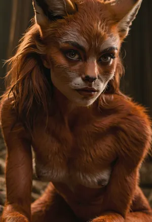 masterpiece, fit vascular, skin fox, full motled, pele realista, ultra realismo, alta definição, fundo solido, skinny, (wearing torn very tightly fitted clothes:.6), (intense possessed eyes), eyeliner, veiny legs, (intense veins all over her body:.5), (black detailed vein texture:.7), (transforming into a anorexic furry fox-girl:.3), (infected bulging black veins:.7), (intense detailed pussy texture:1.1), (sharp claws on her hands:1.03), creating a striking and edgy aesthetic, subtly softening the bold composition, (angry, fighting with viewer:.7), full extra wide angle, full view, 4k details, extra detail, pointed ears, (full body view:1), wanapi, fur, <lora:wanapi:.3>