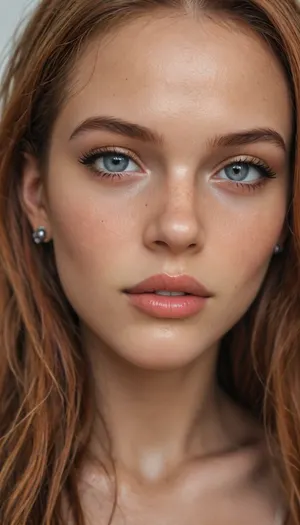 (((Close up of girl))), (((very petite girl))), (((turns to viewer))), ((((oiled skin)))), ((bright deep gray eyes)), (((skinny))), (((40 years old))), (insane beautiful girl:1), (makeup:1.3), (seductive horny expression:1.6), beautiful, gorgeous, stunning, Amber skin, (ginger long hair:1.6), Photography, stvmccrr, style, <lora:add-detail-xl:.8>, <lora:Midjourney Image Enhancer XL v1:1.4>, <lora:stvmccrr:2>