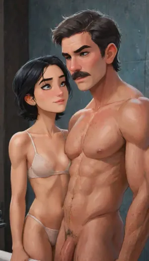 Andava, Andavaverse, Cinematic scene of a happy married couple a senior Italian-American old man, (tall, hairy, muscular, superhero body, square jaw, thick mustache, intense blue eyes, short dark hair with gray streaks), embracing his elegant mature middle-aged Korean wife, (slender hourglass figure, fit body, sleek silver-highlighted bob-cut, grey eyes, designer female glasses, wearing Victoria's Secret design lingerie), They gaze into each other’s eyes with intimacy, her expression poised and seductive, his commanding and affectionate. Soft, moody lighting with romantic tones, blending rugged masculinity and confident sensuality. Wedding rings visible. Scene evokes deep love, strength, and desire.
Mr Roth, Caucasian, Italian-American, Husband, muscular large superhero god body tall mature older senior old man, Height 6'2, a stylized character with a powerful chiseled build. He has a square jaw, thick black mustache, and intense blue eyes. His short, dark hair is streaked with gray at the temples, styled neatly to enhance his authoritative look. His body is covered with a natural spread of chest and limb hair, emphasizing his masculinity. Defined abs, broad shoulders, and exaggerated muscular proportions give him an imposing, heroic presence, his design emphasizes raw strength, maturity, and dominance. A commanding figure blending rugged masculinity. Hes a hardworking Dad of two 'Alexis and Pelo', naked walking out the shower, massive hairy gigantic penis.
And.
DYLAN KARURA ROTH, East-Asian, Korean, Wife, confident and mature petite middle-aged woman, Height 5'7, a stylized character featuring sharp mature facial features Fine lines and wrinkles Especially around the eyes and mouth smile lines and forehead, two-tone black hair with silver highlights sleek bob-cut hairstyle, and expressive bright-grey eyes, framed by thin-rimmed designer female glasses. Wearing victoria secret cyberpunk designer lingerie, accessorized with gold earrings and a jewelled choker and wedding ring. Her pose is poised and seductive relaxed, knowing smile and half-lidded eyes, blending professionalism with subtle sensuality. The character exudes authority and charm, with a slender yet athletic hourglass figure emphasizing elegance and confidence.Shes hard working mom of two 'Alexis and Pelo'.
1boy, 1girl, size_play, height_difference, size_difference, weight_difference, husband on wife, dom_male, sub_female, grandfather on grandmother, perfect anatomy, best quality, 8k, insane details, intricate details, hyperdetailed, hyper quality, ultra detailed, professional, HDR, ray tracing reflection, cinematic lighting, highlydetailedbody, realisticface, highlydetailedhair, perfectfingers, insanelydetailed, 8K.highdetailedskin, highresolution, (j_cartoon:1.5), Drawing, Andi, uberfit, muscular, athletic, J., Jonah, Jameson, <lora:467443_training_data:1>, <lora:J. Jonah Jameson:1>, <lora:samdoesarts1.1-000030:.4>, <lora:J_cartoon:.3>, <lora:Animated_Concept:.4> Andava, Andavaverse, Cinematic scene of a happy married couple a senior Italian-American old man, (tall, hairy, muscular, superhero body, square jaw, thick mustache, intense blue eyes, short dark hair with gray streaks), embracing his elegant mature middle-aged Korean wife, (slender hourglass figure, fit body, sleek silver-highlighted bob-cut, grey eyes, designer female glasses, wearing Victoria's Secret design lingerie), They gaze into each other’s eyes with intimacy, her expression poised and seductive, his commanding and affectionate. Soft, moody lighting with romantic tones, blending rugged masculinity and confident sensuality. Wedding rings visible. Scene evokes deep love, strength, and desire.
Mr Roth, Caucasian, Italian-American, Husband, muscular large superhero god body tall mature older senior old man, Height 6'2, a stylized character with a powerful chiseled build. He has a square jaw, thick black mustache, and intense blue eyes. His short, dark hair is streaked with gray at the temples, styled neatly to enhance his authoritative look. His body is covered with a natural spread of chest and limb hair, emphasizing his masculinity. Defined abs, broad shoulders, and exaggerated muscular proportions give him an imposing, heroic presence, his design emphasizes raw strength, maturity, and dominance. A commanding figure blending rugged masculinity. Hes a hardworking Dad of two 'Alexis and Pelo', naked walking out the shower, massive hairy gigantic penis.
And.
DYLAN KARURA ROTH, East-Asian, Korean, Wife, confident and mature petite middle-aged woman, Height 5'7, a stylized character featuring sharp mature facial features Fine lines and wrinkles Especially around the eyes and mouth smile lines and forehead, two-tone black hair with silver highlights sleek bob-cut hairstyle, and expressive bright-grey eyes, framed by thin-rimmed designer female glasses. Wearing victoria secret cyberpunk designer lingerie, accessorized with gold earrings and a jewelled choker and wedding ring. Her pose is poised and seductive relaxed, knowing smile and half-lidded eyes, blending professionalism with subtle sensuality. The character exudes authority and charm, with a slender yet athletic hourglass figure emphasizing elegance and confidence.Shes hard working mom of two 'Alexis and Pelo'.
1boy, 1girl, size_play, height_difference, size_difference, weight_difference, husband on wife, dom_male, sub_female, grandfather on grandmother, perfect anatomy, best quality, 8k, insane details, intricate details, hyperdetailed, hyper quality, ultra detailed, professional, HDR, ray tracing reflection, cinematic lighting, highlydetailedbody, realisticface, highlydetailedhair, perfectfingers, insanelydetailed, 8K.highdetailedskin, highresolution, (j_cartoon:1.5), Drawing, Andi, uberfit, muscular, athletic, J., Jonah, Jameson, <lora:467443_training_data:1>, <lora:J. Jonah Jameson:1>, <lora:samdoesarts1.1-000030:.4>, <lora:J_cartoon:.3>, <lora:Animated_Concept:.4>