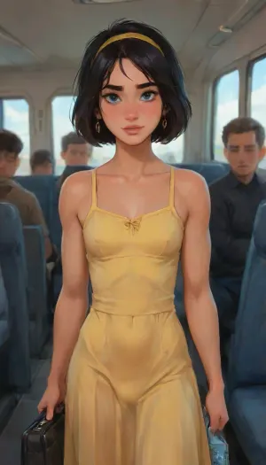 Andava, Andavaverse, Alexis Traveling With Family On Airplane To Japan On A Luxury Boeing 777‑300.
ALEXIS ROTH, Italian-Korean femboy, Height 5'5, A stylized anime-style featuring a feminine, androgynous anime character with bright-blue eyes, black hair and a headband, cute sundress, yellow sundress, frills, bare shoulders, yellow hairband, bare neck, highly detailed, intricate, visible penis bulge, showing toned abs and a relaxed confident expression, coy smile, black nails, The character is muscular yet slender, flat chest, blending masculine and feminine features.
perfect anatomy, best quality, 8k, insane details, intricate details, hyperdetailed, hyper quality, ultra detailed, professional, HDR, ray tracing reflection, cinematic lighting, highlydetailedbody, realisticface, highlydetailedhair, perfectfingers, insanelydetailed, 8K.highdetailedskin, highresolution, (j_cartoon:1.5), Drawing, Andi, uberfit, muscular, athletic, <lora:467443_training_data:1>, <lora:detailed_notrigger:2>, <lora:samdoesarts1.1-000030:.4>, <lora:J_cartoon:.3>, <lora:Animated_Concept:.4> Andava, Andavaverse, Alexis Traveling With Family On Airplane To Japan On A Luxury Boeing 777‑300.
ALEXIS ROTH, Italian-Korean femboy, Height 5'5, A stylized anime-style featuring a feminine, androgynous anime character with bright-blue eyes, black hair and a headband, cute sundress, yellow sundress, frills, bare shoulders, yellow hairband, bare neck, highly detailed, intricate, visible penis bulge, showing toned abs and a relaxed confident expression, coy smile, black nails, The character is muscular yet slender, flat chest, blending masculine and feminine features.
perfect anatomy, best quality, 8k, insane details, intricate details, hyperdetailed, hyper quality, ultra detailed, professional, HDR, ray tracing reflection, cinematic lighting, highlydetailedbody, realisticface, highlydetailedhair, perfectfingers, insanelydetailed, 8K.highdetailedskin, highresolution, (j_cartoon:1.5), Drawing, Andi, uberfit, muscular, athletic, <lora:467443_training_data:1>, <lora:detailed_notrigger:2>, <lora:samdoesarts1.1-000030:.4>, <lora:J_cartoon:.3>, <lora:Animated_Concept:.4>