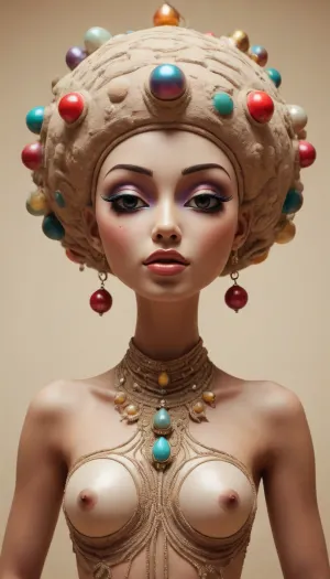 art of deception, boom, bumba, feminine, faceless gods, high dynamic, beige background, /©KlTTY-ART/