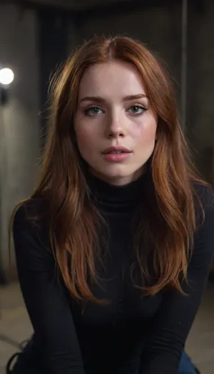 Very cute 28yo redhead girl, very beautiful and cute, very pretty, fully clothed, wearing black turtleneck and jeans, skinny face with cheekbones, very sexy, ((full body view)), in a dark basement, ((slave)), (((down on her knees))), masterpiece, ((hands tied)), ((distance view)), ((bondage)), ((8k ULTRA HD)), perfect face, ultra detailed face, young and beautiful, big, lips, crying, with, tears, <lora:Beautify-Supermodel-SDXL:1.3>, <lora:315758_training_data:1.6>, <lora:tearsXL:.8>