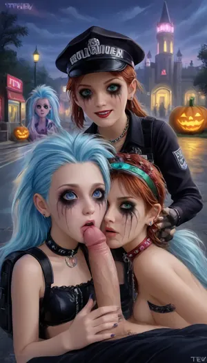 22 years, A composition of three persons, young, two girls and one boy, the man standing in the center, two girls on the sides, the third on his knees with his back to the viewer, one big cock, happy, urban street, full length, steampunk style, fantasy dick, They look at the camera, man, leather hat, only big dick, Super detail, Buttocks are naked, bottomless, moda, erect penis, glamur, Leather vest, On the cover of a magazine, long legs, fashion show, erection, sex, toy, penis, detailed, eyes, perfect body, freckles, skin, texture, photorealistic, (Group Family Portrait), (Urban Informal Fashion), Punk, (Alternative Fashion), Bare Bottom, Rich Top, latex, A slave on her knees, a bag on her head, catgirl, pop, art, Gothic, castle, lively, luminescent, Majestic, (Graceful), Backpack, handbag, garters, harness, collar, gloves, (post apocalypse:1.5), (Night, neon), mystery, fantasy, (dead makeup:1.5), crime, movie, style, ((a bag with eyeholes is placed over the man's head, full naked man, erect penis, chill out)), The man's face is not visible, only man body, (Halloween party:1.8), ((zombies:1.9)), woman, sucking, a, cock, <lora:dare_catgirl_kingdom:2>, <lora:Dead Presidents (1995) crime movie style:2>, <lora:WTS - WhatTheSuck - v1:2>, (((TV show, reportage, stream))), blowjob