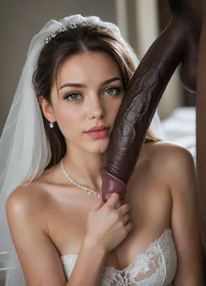 interracial, giant black skin brut. giant black penis, close up image, Iranian bride in a luxurious white wedding gown, kneeling gracefully, she has removed one of her white patent leather high heels and is holding it delicately in her hand, lace dress partly stained, surreal artistic fashion photo, black velvet background, cinematic soft lighting, photorealistic details
realistic lighting, soft shadows, high detail, hyperrealistic, 8K, BadX, dvr-shrp, <lora:dvr-shrp:.9>, <lora:Image Enhancer XL Extreme v1:.9>