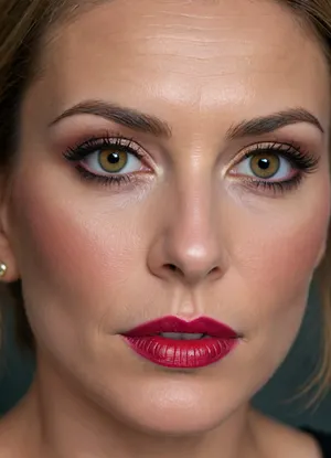 ultra-realistic, 8K HD, thin 60-years old woman, detailed face, detailed hair, intense golden eyes, numérous wrinkles, prominent cheekbones, very thin upper lip, (heavy eye makeup:1.5), nose piercing, (close-up:1.5)