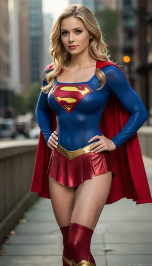 (realistic:1.7), (Supergirl:1.5), (full body view:1.5), (bright eyes), (realistic expression), highly detailed hdr photo, (Wearing a Skimpy Supergirl costume:1.5), Overflowing deep cleavage, (voluptuous hourglass figure, muscular build), (super massive breasts:1.7), (muscular arm, muscular thighs:1.2), Brave and confident, gigantic breasts, <lora:add-detail-xl:.1>, <lora:style_lora_realis:.1>