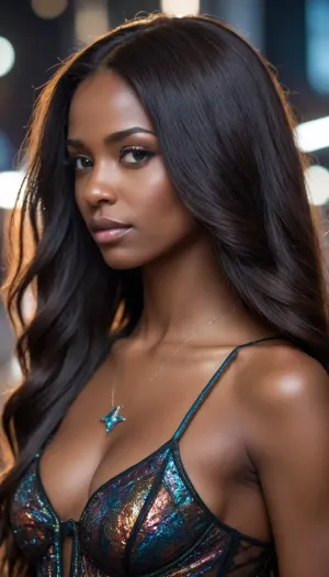 Ebony female, long hair, , <lora:278488_training_data:.8>