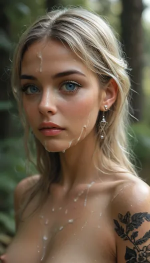 (((in an enchanted forest with a glowing golden symbol on her right shoulder))), ancient castle rises, and in the background, a massive katana cuts through it. The atmosphere is magical, mysterious, dark, and realistic, reminiscent of "Attack on Titan." The title "Forbidden Heir" is written above it in red and black., cumshot scene, facial, all face covered white cum, excessive cum on face, excessive cum on hair, cum on, prominent cum, a lot off cum, realistic cum, cum flows, dripping cum, massive cum on face, bukkake, anime beauty girl, portrait of a blonde girl, (((charcoal sketch))), (((charcoal drawing))), (((very petite girl))), (((turns to viewer))), (((oiled skin))), ((light blue eyes)), (((skinny))), (((18 years old tattoo))), (very girl:1), (makeup:1.3), beautiful, gorgeous, stunning, ((tattoo on cheek)), (((naked))), SDXL_BetterFaces-LoRA_v1, .5>, (music_), <lora:Oxygen girl_SDXL1.0:1>, <lora:MJ52:.7>, <lora:BUT_SDXL_SHS:.1>, <lora:Style_eyes _and_hair_XL-v2:.8>