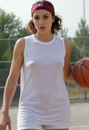 (masterpiece, best quality:1.2), 1 40yo woman, sexy arab woman, (she wears a wet baggy oversized white sleveless basketball shirt with big number " 8 ":1.4), outdoors in a motodrom, (longest curly brunette hair:1.2), she wears no bra, grey eyes, pointed nose and chin, (she wears a basecap:1.4), photorealism, Wearing, clothes, that, make, sense, with, Braless>, <lora:681678_training_data:.5>, <lora:bralessSDXL_v1_00022:.5>