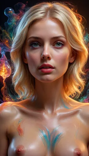nude Sketch of beautiful blonde woman, extremely detailed face, Colored Pencil, Blackboard, Triadic-Colors, Tones of Black in Background, High Contrast, Technicolor, Beyond-Dimensional, Super-Resolution, Amiga OCS Graphics, Klein bottle, Evil, Argon Lamp, Glow-In-The-Dark, Slime, Fog, Twisted Rays, insanely detailed and intricate, hypermaximalist, elegant, ornate, hyper realistic, super detailed, ais-brknlvlmp, <lora:ais-brknlvlmp-sdxl:.8>