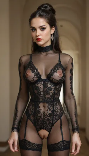 Super realistic, super detailed, super quality, (slender body), (close-up), (oiled skin), (big curved ass and upper body), looking at viewer, medium breasts, she’s showing her pussy to the viewer, (big eyes), (petite girl), (narrow shoulders), (in luxurious hotel), (skinny), 18yo, (wide hips), (black big long eyelashes), (strong makeup), stunning, (black hair in an updo), thin waist, (big red lips), upper thighs, beautiful face, (hard long erect nipples), solo, (cupless and crotchless, lace bodysuit, transparent, erotic elaborate, kinky, lingerie), ((she’s show the viewer her tits and perfect pussy, big saggy breasts, perfect pussy and clitoris)), <lora:detailed_notrigger:1.5>