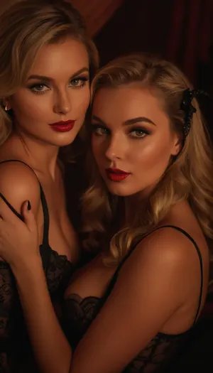 adult sorority sisters, halloween party, college students, ages 21+, sexy costumes, lingerie, lewd poses, seductive expressions, private bedroom setting at night, high contrast lighting with shadows, vibrant colors, (realistic:1.2), ultra detailed illustration in the style of Robert McGuire and Steve Huston., [photorealistic], . 8k resolution. extreme focus on facial features and curvaceous body shapes. cinematic grain effect for added realism. inspired by pin-up art and erotic fine art photography from the mid-20th century., (intricate details:1.5), [highly suggestive content], (best quality:1.4), [nude undertones], . The artwork should evoke a sense of forbidden desire and naughty intrigue. The women should appear confident yet vulnerable as they celebrate their independence and sexuality in a secretive environment away from prying eyes. Capture the essence of female camaraderie and the uninhibited spirit of Halloween revelry through this provocative scene that blends traditional pin-up aesthetics with modern sensibilities. Prioritize capturing the soft glow of candlelight on flushed skin and the playful glint in their eyes as they indulge in intimate moments together under the veil of darkness. Keep the composition dynamic with strategic use of negative space to draw the viewer’s gaze towards the sensual interplay between the women while hinting at a larger narrative just beyond frame’s edge., <lora:mymerge_v1:1.3>, <lora:attractive_notrigger:2>, <lora:FLUXEnh4nce:2>, <lora:Creat0r_MagicDetailzV2_FIX:1.4>