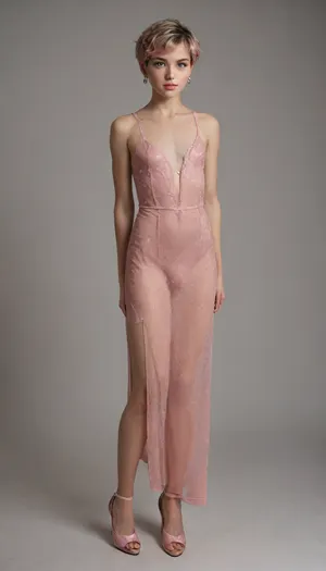 full-length-portrait, sexy feminine 18 year old male in feminine clothes with makeup, short pink pixie hair, flat chest, high heels, bulge in front of dress from hard cock. full-length-portrait, sexy feminine 18 year old male in feminine clothes with makeup, short pink pixie hair, flat chest, high heels, bulge in front of dress from hard cock.