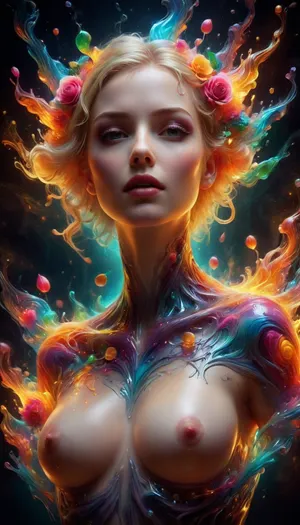 nude Sketch of beautiful blonde woman, extremely detailed face, Colored Pencil, Blackboard, Triadic-Colors, Tones of Black in Background, High Contrast, Technicolor, Beyond-Dimensional, Super-Resolution, Amiga OCS Graphics, Klein bottle, Evil, Argon Lamp, Glow-In-The-Dark, Slime, Fog, Twisted Rays, insanely detailed and intricate, hypermaximalist, elegant, ornate, hyper realistic, super detailed, ais-brknlvlmp, <lora:ais-brknlvlmp-sdxl:2>, betmd, Clovers, roses, flowers, colorful, wings, levanders, <lora:betmd2-step00000250:.8>