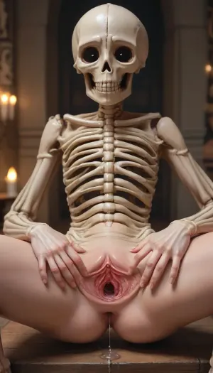 ((human skeleton with tits:2)), 20 year old girl, smile, best quality, photorealism, masterpiece, chested, Ultra detailed RAW color photography, highly detailed, high level of detail, (skinny:1.5), small waist, small hips, tiny ass, round tits, (((perfect fingers, perfect hands, perfect skin))), ((hyper gaping pussy, hyper gaping vagina, maigre, musclé, seins visibles, pussy visibles, big clitoris visibles, seins nus, HDR pussy, hyper spread pussy, squat, hyper pussy juice dripping)), (perfect adult body proportions), Real, photorealistic, hi-detaild, 8k, pussy dripping, pussy dripping semen, (spread pussy:1.5), hi-detailed pussy, perfect pussy